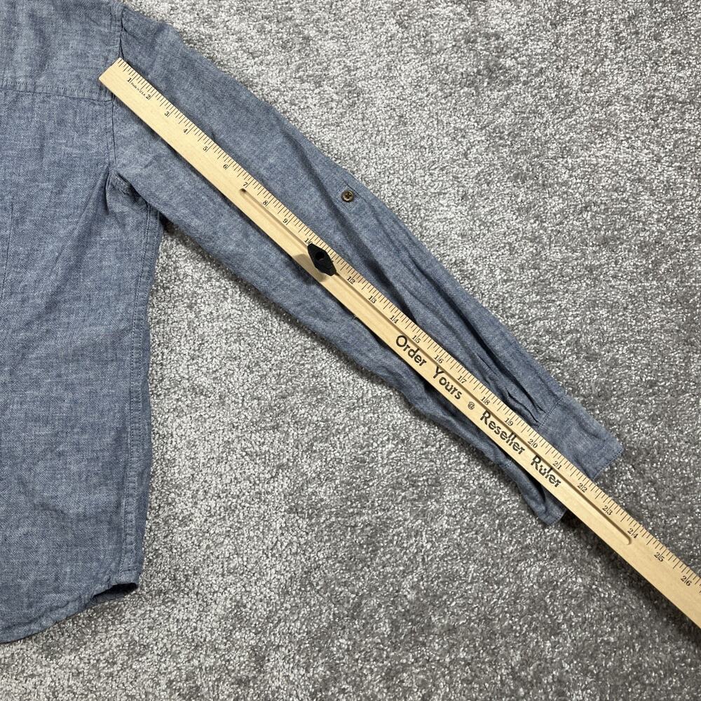 North Face Button Up‎ Shirt Womens Small Linen Cotton Chambray Long Sleeve Blue - Picture 13 of 14